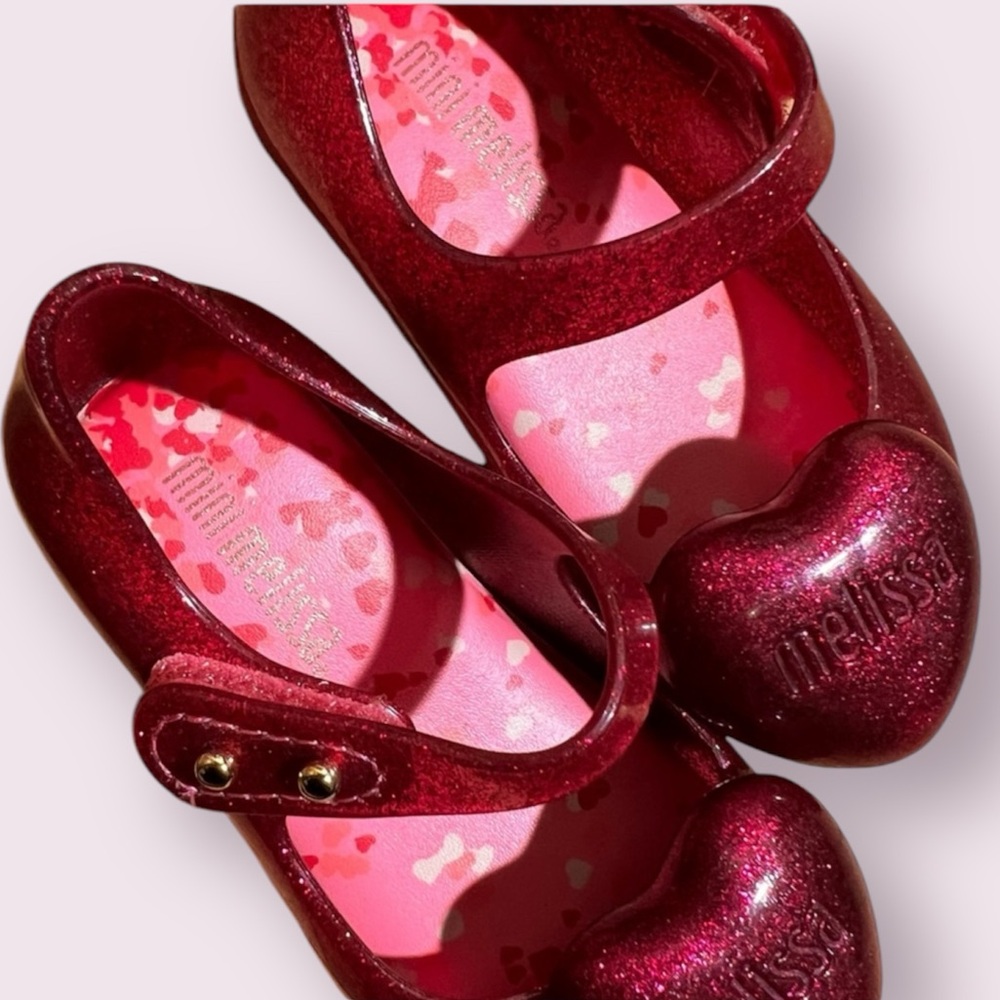 Mini Melissa Glittery Red Heart Shoes
